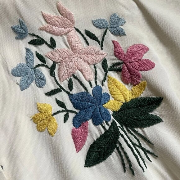 Vintage 1940s Ellen Kaye Original Embroidered Rayon Day Dress - Picture 6 of 13